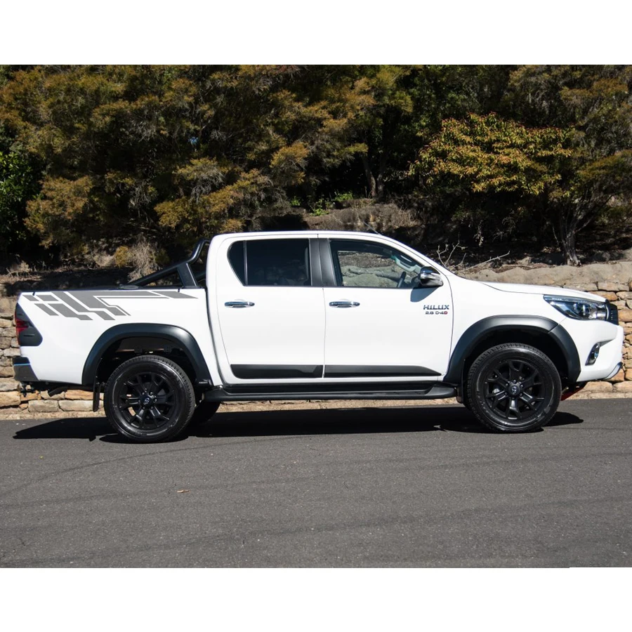 

Car accessories 2 Pcs tail door racing styling gradient graphic vinyl car sticker fit for toyota hilux revo vigo 2012 -2019