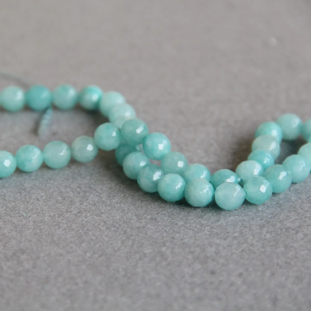 8mm Faceted Natural Light Green Aventurine Beads Round DIY Stone For Necklace Bracelet 15inch Jewelry Making Design Wholesale | Украшения и
