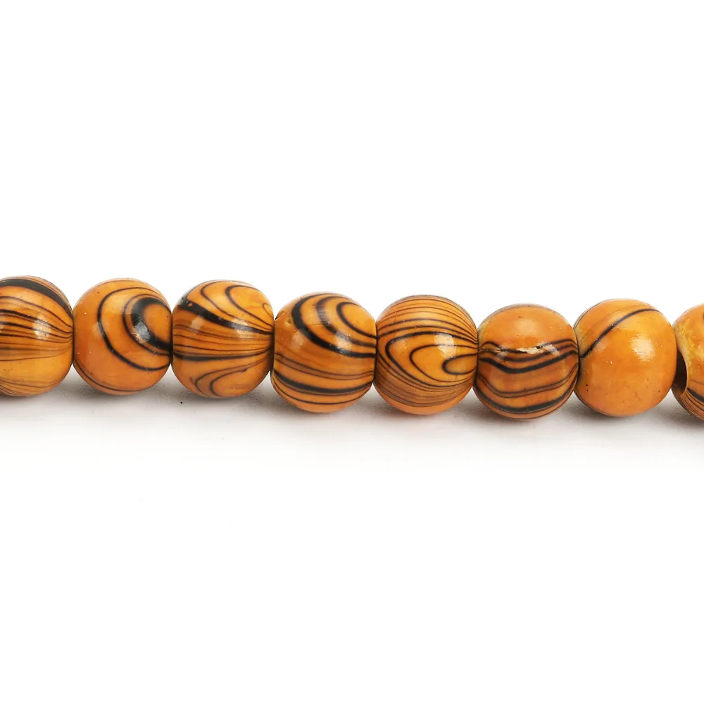 Doreen Box Wood Spacer Beads Round Orange Stripe About 10mm( 3/8&quot) Dia. - 9mm( 2 Strands (Approx 60 PCs/Strand) | Украшения и