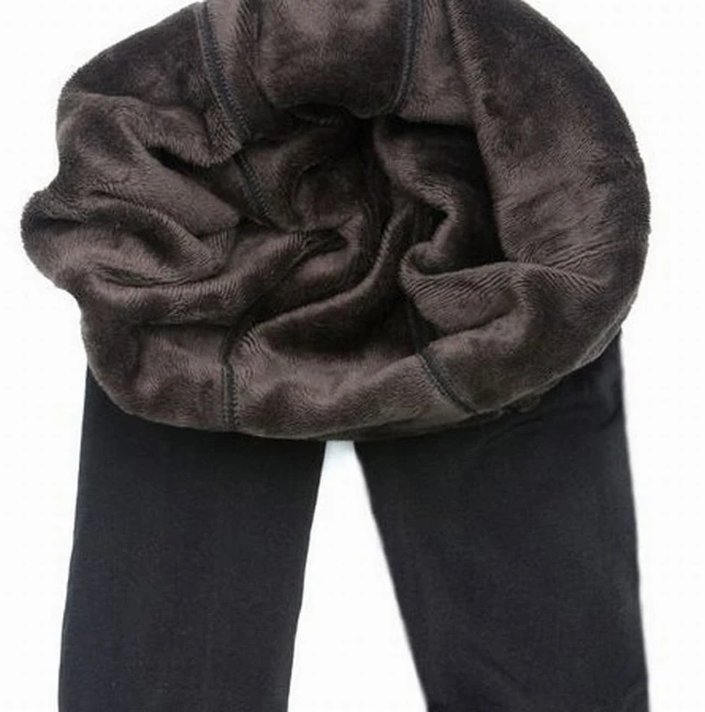 

Women Thick Warm Fleece Lined Fur Winter Sexy Tight Pencil Black Pants