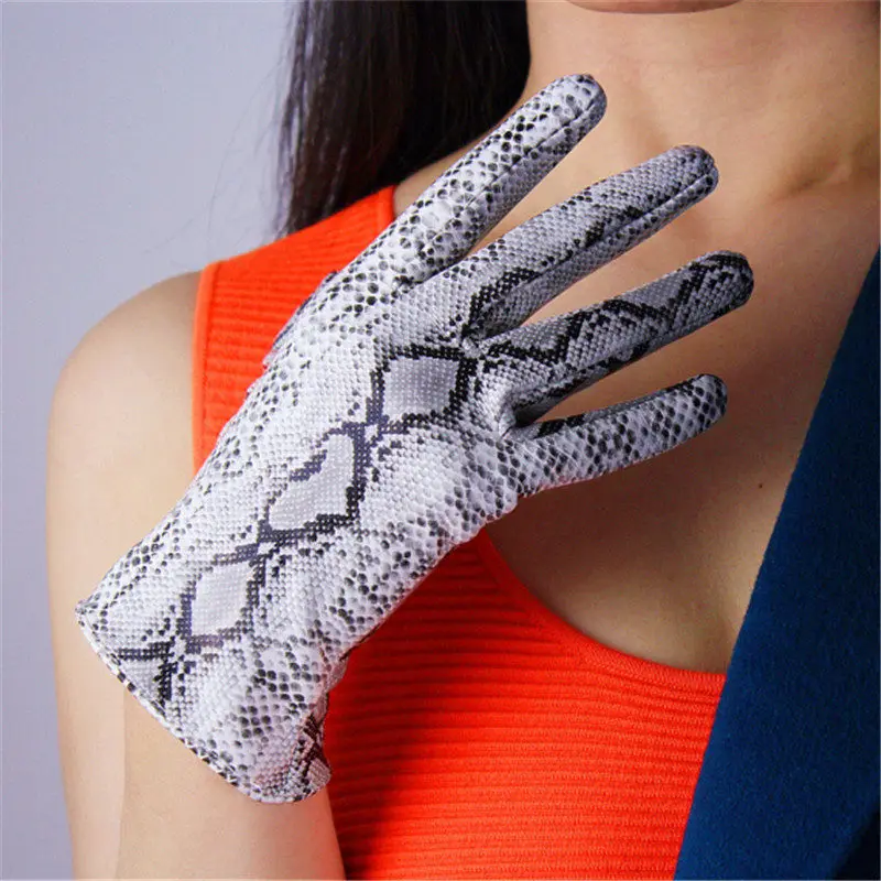 patentleathersnake Новинка, женские перчатки из лакированной кожи пу, короткие, 21 см, Яркие Кожаные, для танцевальной вечеринки, имитация кожи, женские перчатки для косплея, PU21 - Цвет: patentleathersnake