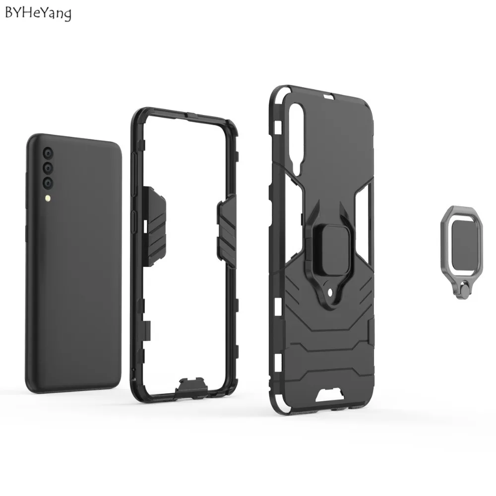 Чехол для Samsung a50 с металлическим кольцом и подставкой автомобиля силиконовый