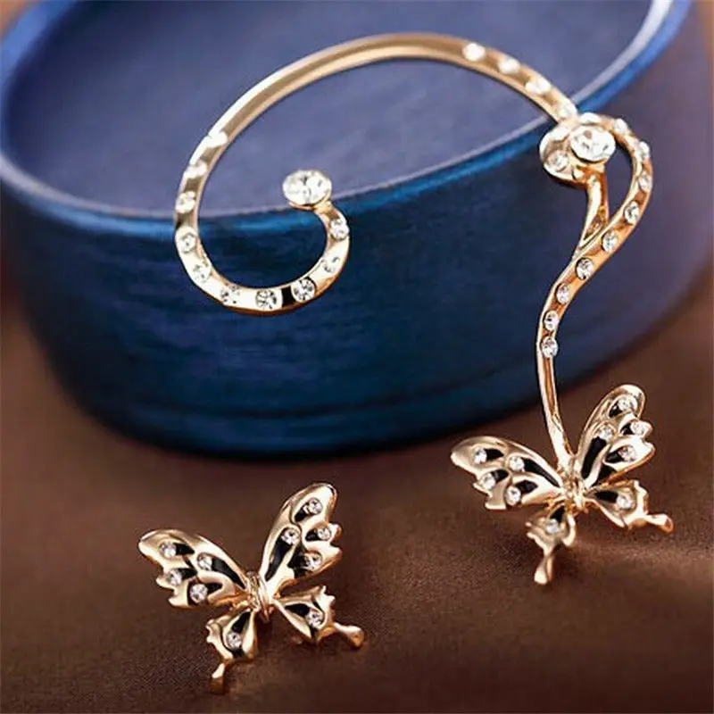 Новинка серьги клипсы в виде бабочки разных цветов Классическая бижутерия для