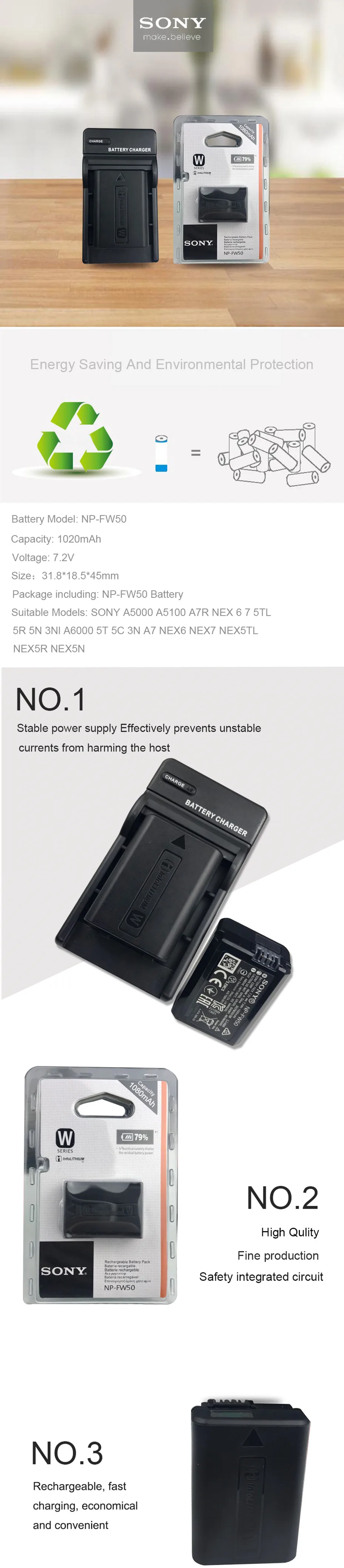 Sony NP-FW50 NP FW50 NPFW50 Батарея NEX-7 NEX-5R NEX-F3 NEX-3D Alpha a5000 a6000 Alpha 7 a7II