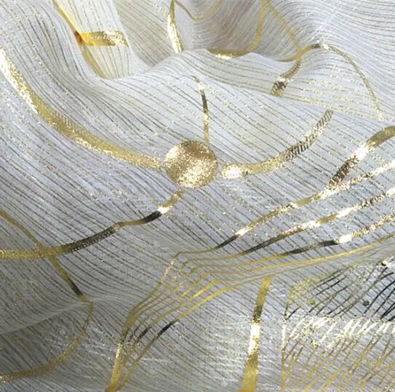 Transparent Voile Высококачественная двухцветная Роскошная Европейская занавеска для гостиной, спальни, затемненная ткань, ткань с бронзовым геометрическим рисунком MY045#20 - Цвет: Transparent Voile
