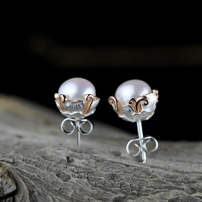 

KJJEAXCMY fine jewelry S925 pure silver jewelry exquisite, pure hand plating, rose gold, lady pearl ear stud, rhyme.