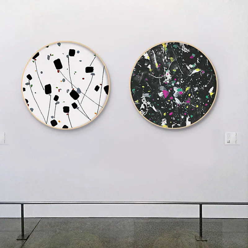 Черный и белый круг холст картина простой стиль постер печать мода домашний