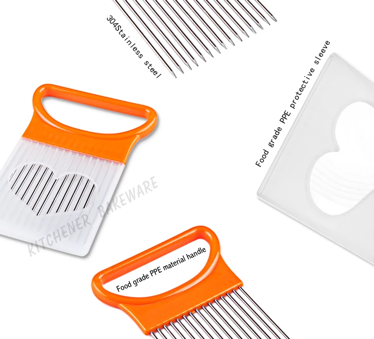 1 шт. легко вырезать лук держатель вилка нержавеющая сталь + пластиковый слайсер