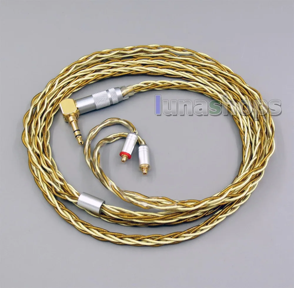 

LN005965 8 Core Extremely Soft 7N OCC Pure Silver + Gold Plated Earphone Cable For Shure se535 se846 se425 se215 MMCX