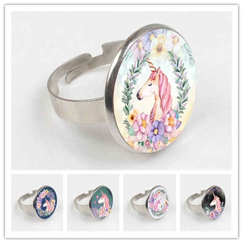 Женское Винтажное кольцо в форме единорога ручной работы с подвеской виде