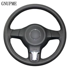 DIY ручной работы черного цвета из искусственной кожи чехол рулевого колеса автомобиля для Volkswagen Golf 6 Mk6 VW Polo MK5 2010 2011 2012 2013