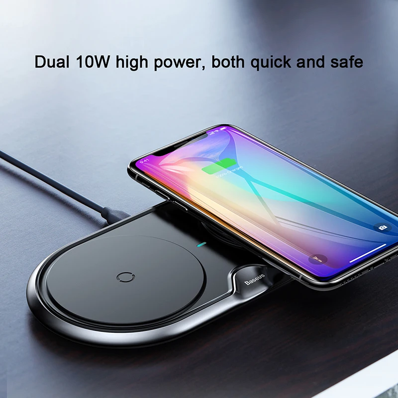 Baseus 10 Вт Быстрое беспроводное зарядное устройство для iPhone X 8 8Plus samsung S9 S8 двойное