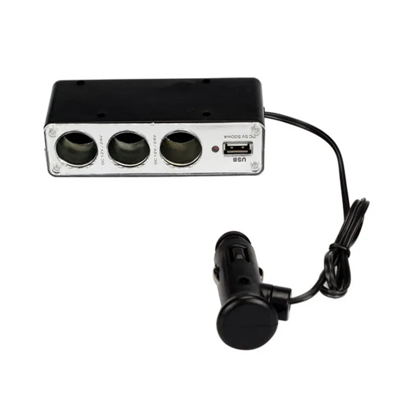 Зарядное устройство USB + тройные розетки автомобильный прикуриватель сплиттер