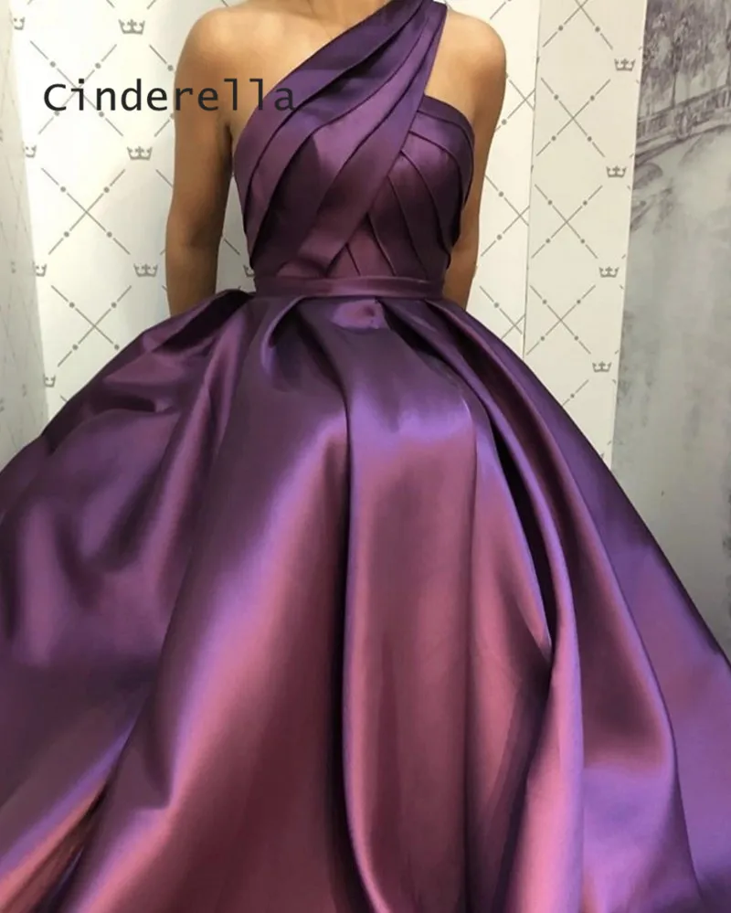 Женское атласное плиссированное платье Cinderella ТРАПЕЦИЕВИДНОЕ длинное на одно