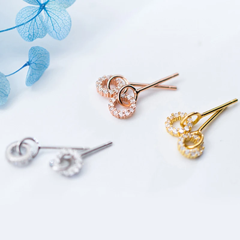 Корейский простой стиль с кристаллами серьги 925 пробы серебро полые уха Jewelry вечерние аксессуары подарок круг серьги