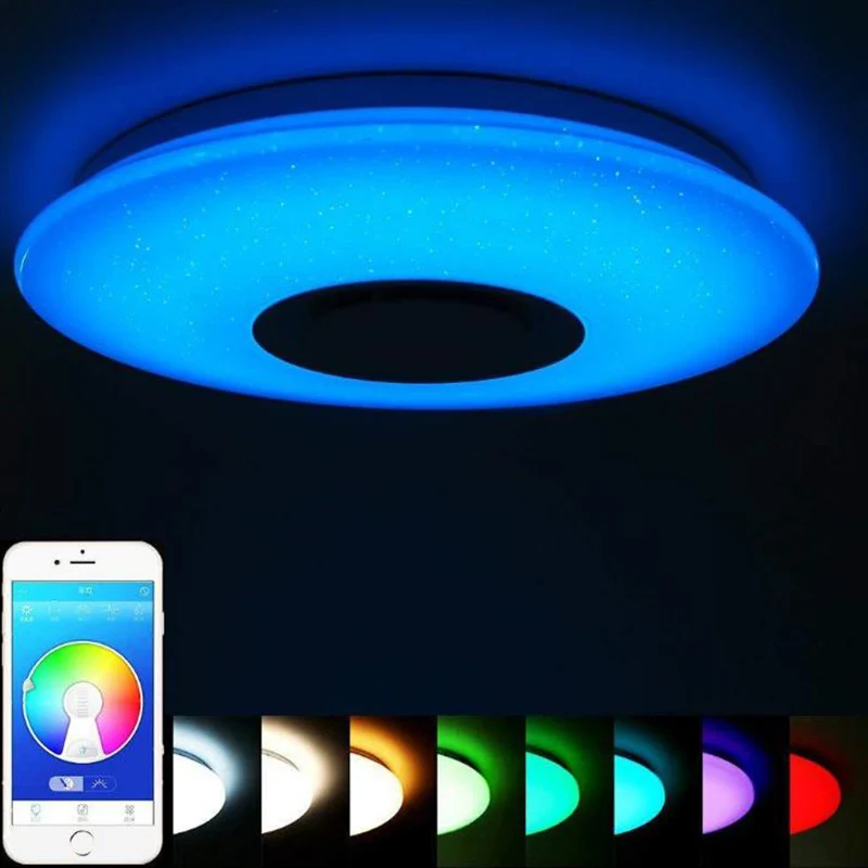 APP Control Приложение пульт дистанционного управления Управление RGB Bluetooth Цвет сменный светодиодный музыкальный Spaeker потолочные светильники Акриловые затемнения светодиодные лампы 110V 220V Спальня - Цвет корпуса: APP Control