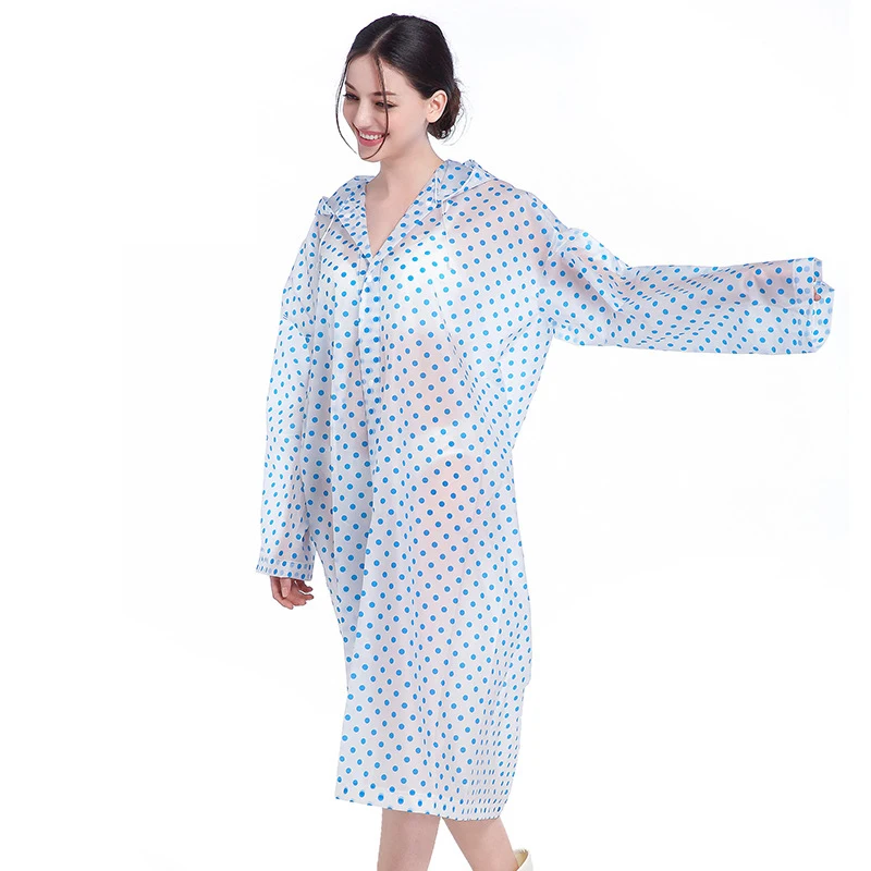 Синий волнистый женский дождевик с капюшоном пончо наружная походная