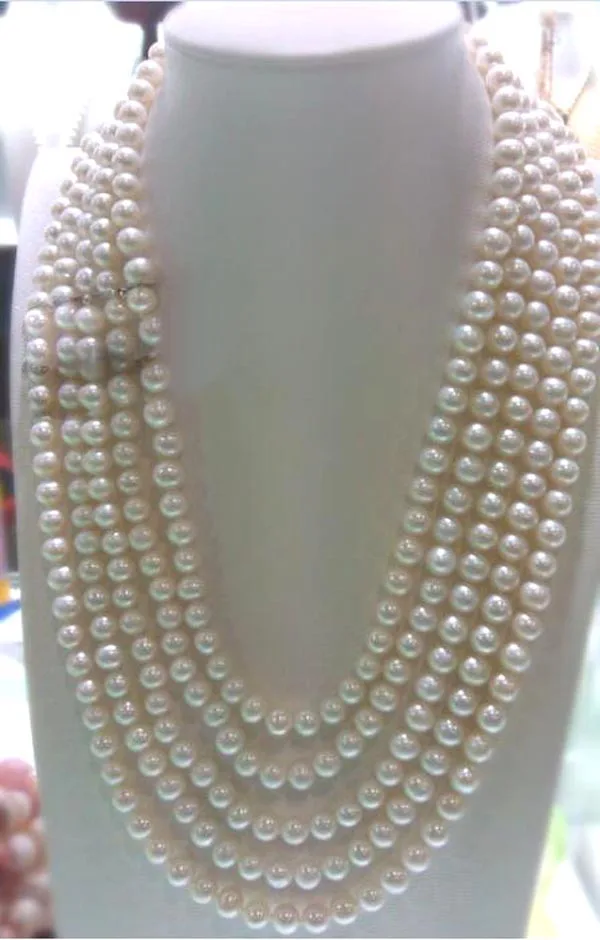 Ожерелье из натурального пресноводного жемчуга AA 7 8 мм 5 рядов|necklace a|necklace free