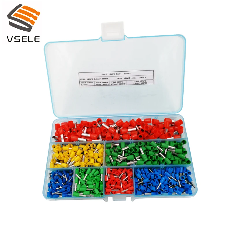 VSELE E0508 E7508 E1008 E1508 E2508 E4009 E6012 700 шт./лот трубки Изоляционные терминалы провода