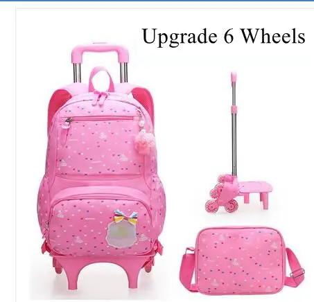 6 wheel upgrade Школьный рюкзак на колесиках для детей, школьный рюкзак для детей, школьная сумка на колесиках, детский дорожный рюкзак на колесиках - Цвет: 6 wheel upgrade