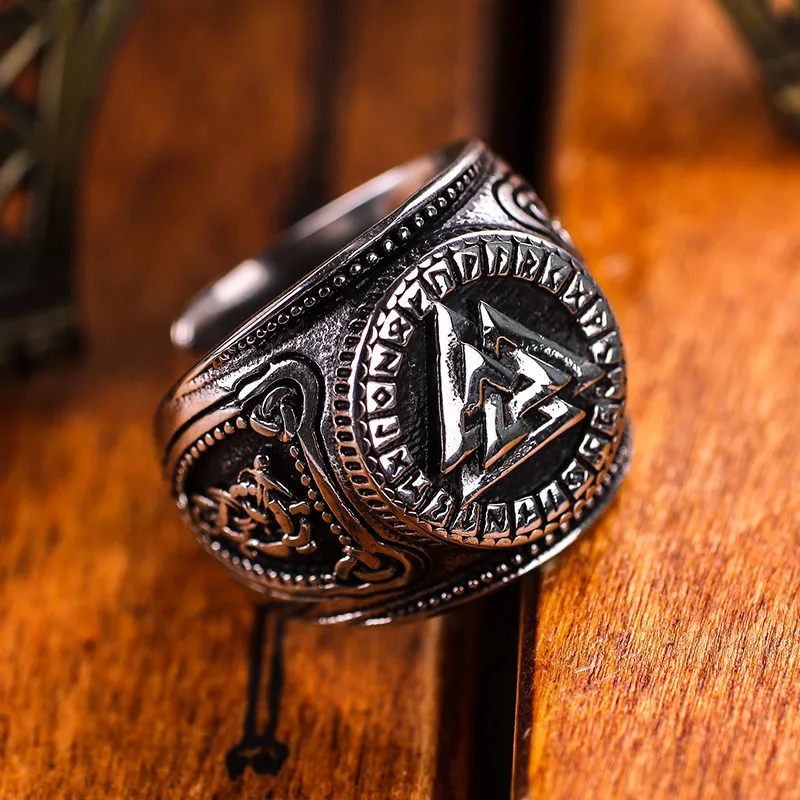 Прямая поставка мужские кольца Valknut руны норвежские ювелирные изделия античное