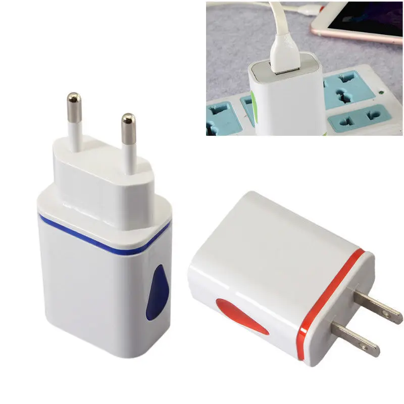 100 шт. в партии 2.1A 5 LED 2USB зарядное устройство для телефона Быстрая зарядка бытовой