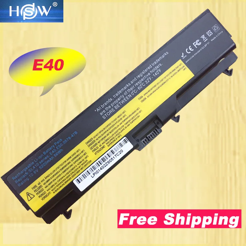 

HSW laptop battery For Lenovo for ThinkPad E40 L512 T410 E50 notebook battery E420 L520 E425 SL410 T420 E520 T510 E525 battery