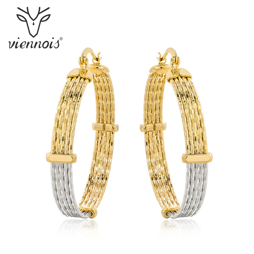 Viennois, большие круглые серьги-кольца из розового золота разных цветов для женщин, круглые серьги, модные ювелирные изделия