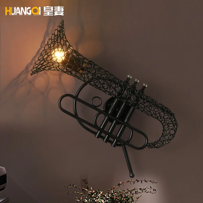 Американский промышленный Сельский винтажный саксофон настенный светильник для