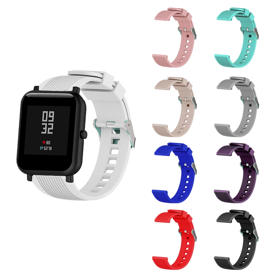 Силиконовый ремешок для смарт часов Xiaomi Huami Amazfit Bip 20 мм сменный Браслет U/Bip S/GTS