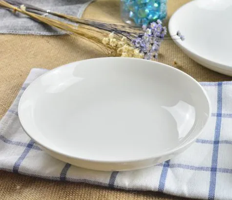 Посуда из белого костяного фарфора керамическая тарелка для риса Глубокая