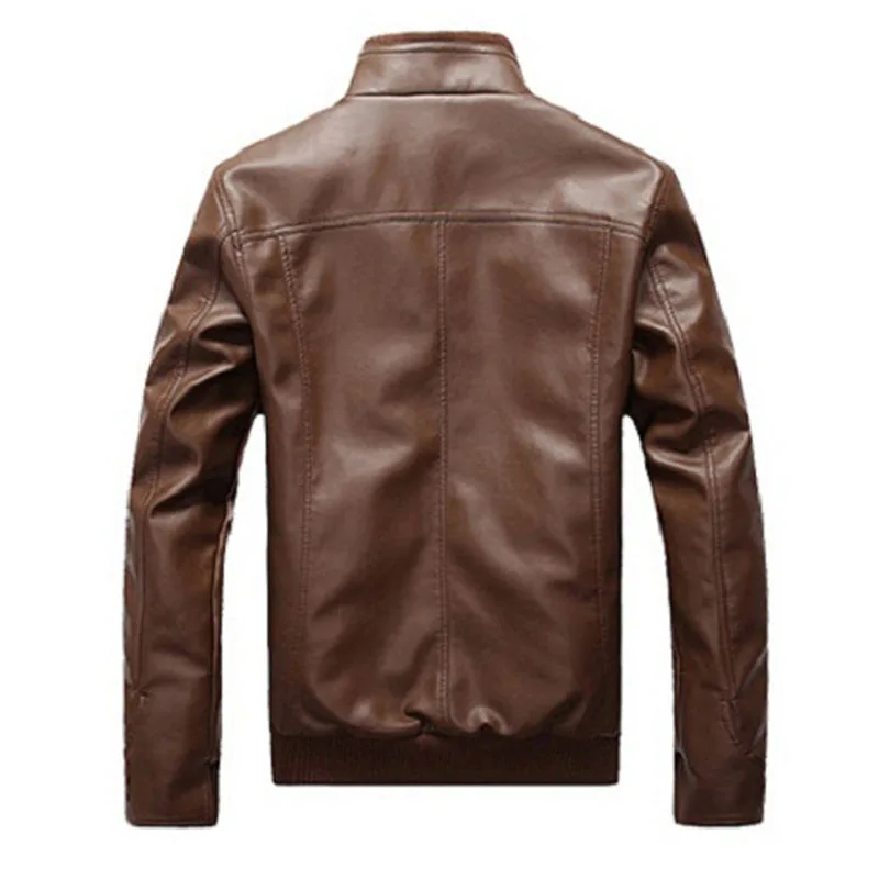 Мужские Куртки из искусственной кожи с воротником-стойкой Faroonee Мотоциклетные на