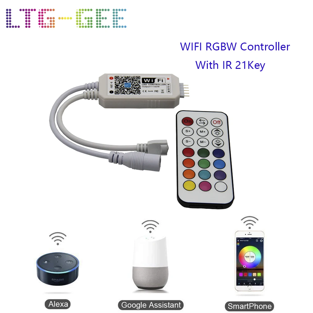 DC5 24V WIFI RGB/RGBW/Pixel led контроллер полосы музыкальный работает с Amazon Alexa и Google Home для