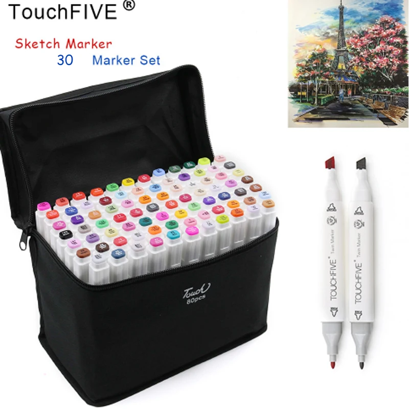 TOUCHFIVE 30 цветов набор маркеров для живописи спиртовые скетч маркеры ручка
