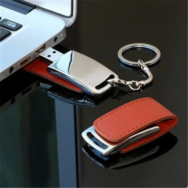 USB флэш накопитель с логотипом под заказ + брелок для ключей ПК кожаные флэшки 64 ГБ