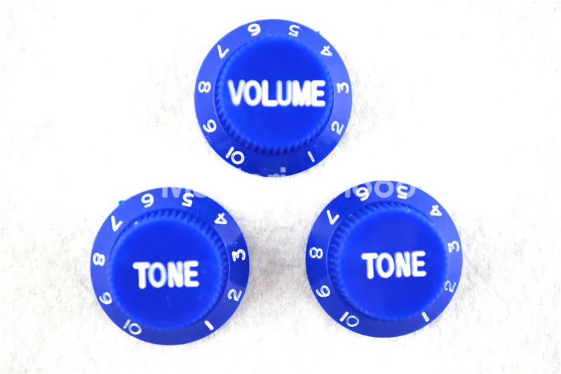 

1 Set of Electric Guitar Control Knobs Blue With White Paint 1 Volume&2 Tone Knobs For ST SQ Electric Guitar