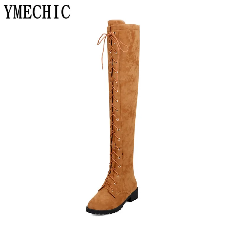 YMECHIC/2018 модные мотоциклетные сапоги выше колена красного и желтого цвета с