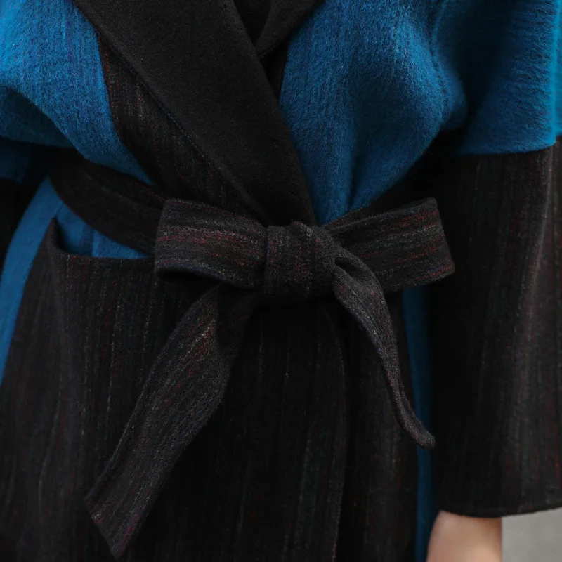 VOA с капюшоном Альпака шерстяное пальто удлиненная шапка ремень халат обёрточная