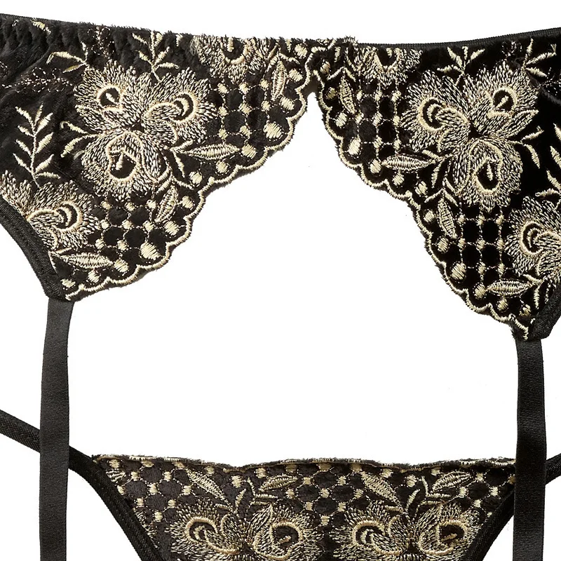

Open Cup Bra Embroidery Underwire Push Up Open Chest Bra Panty with Garter Sexy Underwear Lingerie Set Cupless Bra Suspenders
