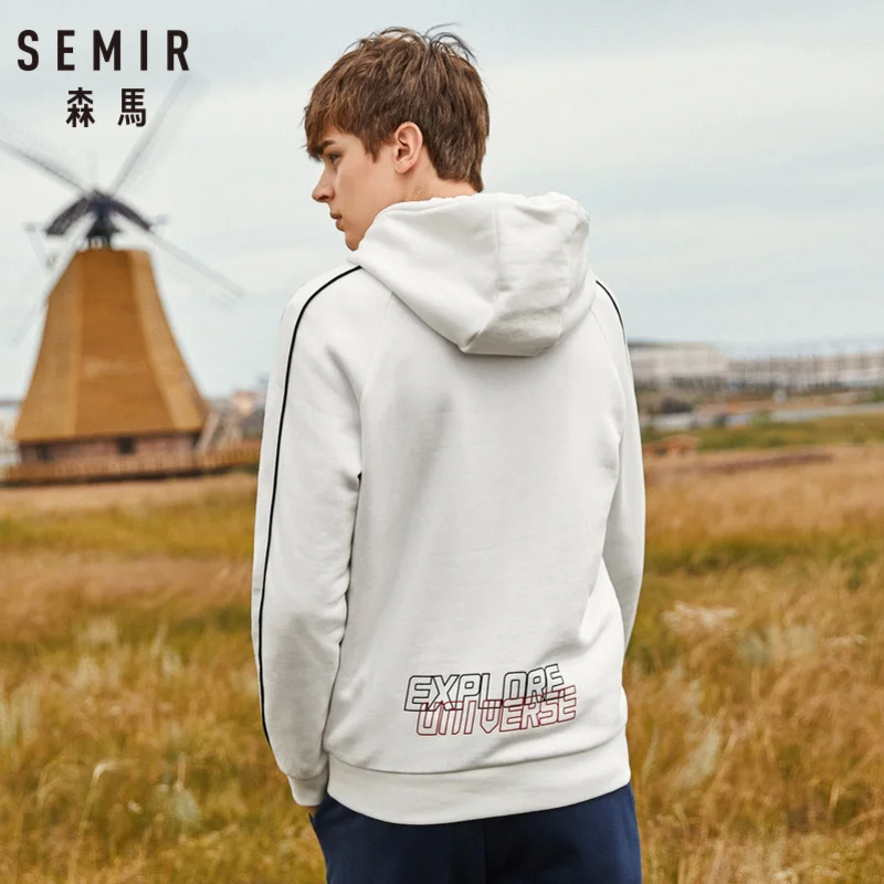 Мужская толстовка с капюшоном и принтом SEMIR пуловер длинным рукавом в полоску