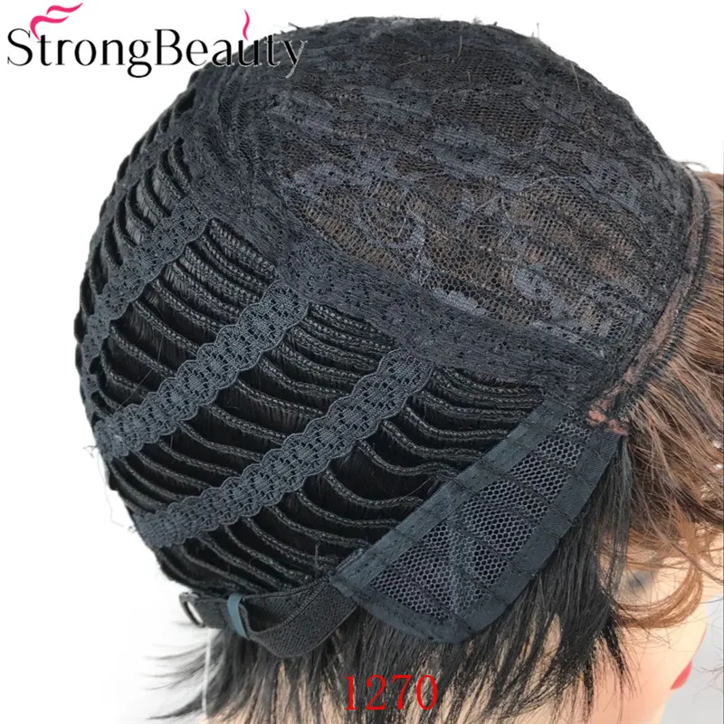 StrongBeauty женский синтетический короткий парик без косточек коричневые волосы кудрявые парики