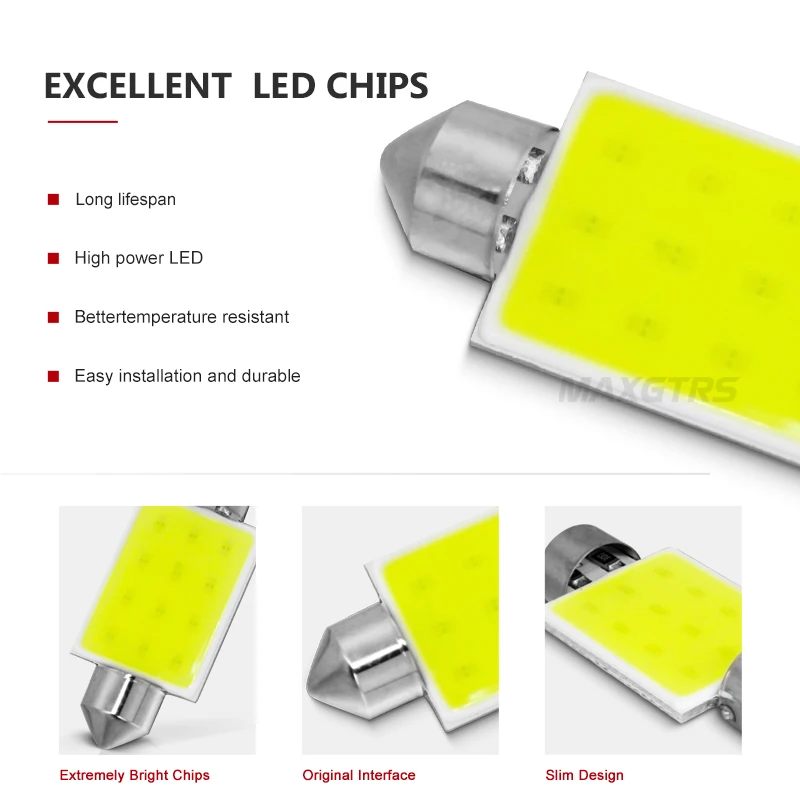 Автомобильные светодиодные лампы Festoon COB 10 шт./лот 31/36/39/41 мм C5W 12 В Smd/chips|colored interior car