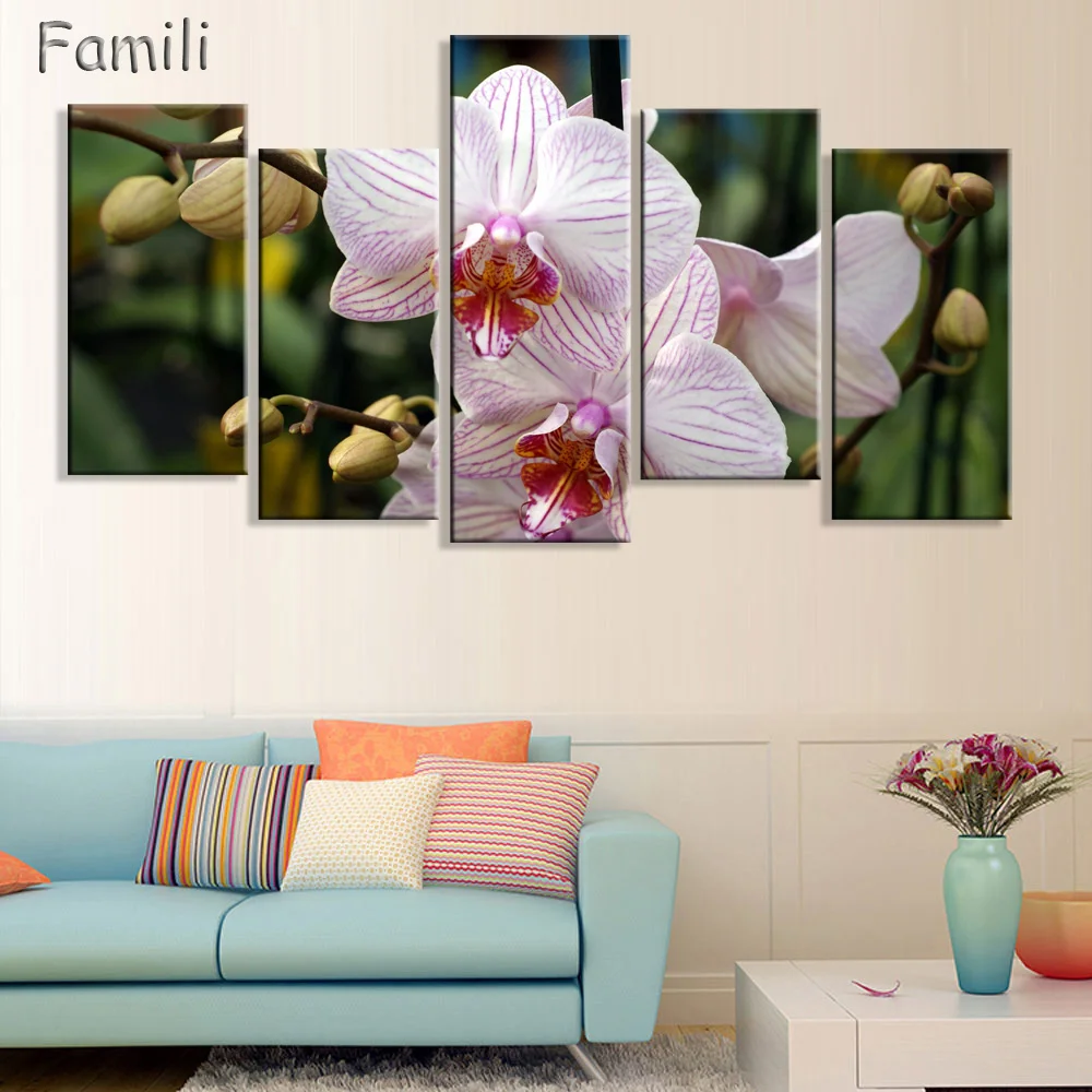 5 панелей без рамки холст фотопечать орхидеи и фото Декор новейшая Настенная