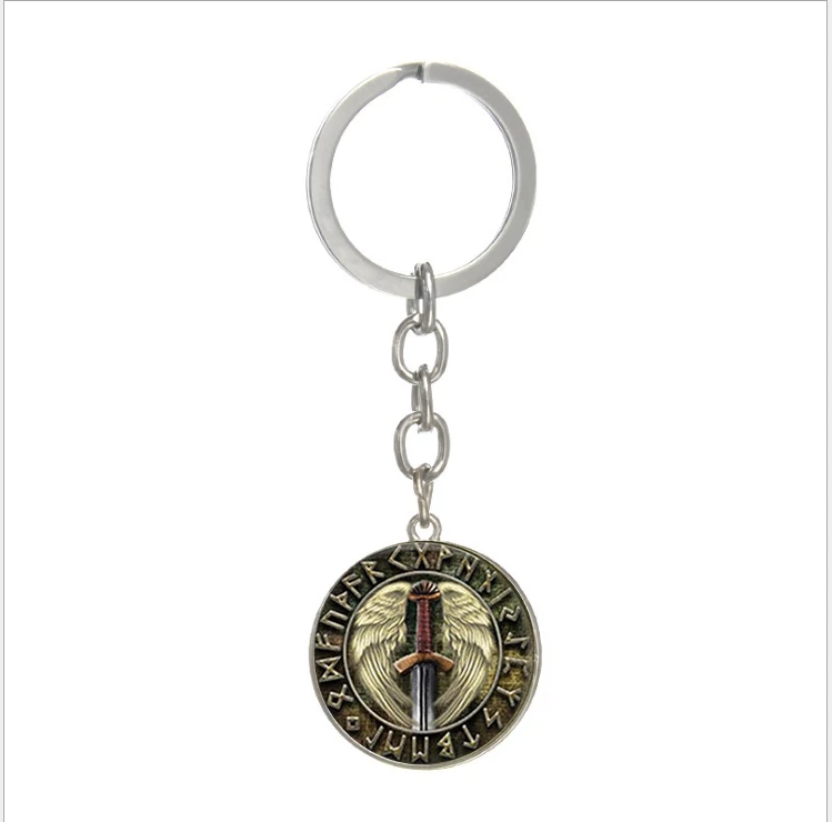 

2019 New Hot Sale, Valkyrie Viking Pendant Keychain Glass Cabochon Keychain