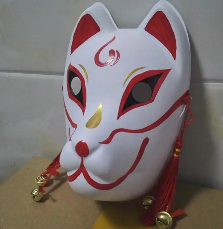 Японская Маска для косплея лисы ПВХ декоративная Коллекционная маска Kitsune на все