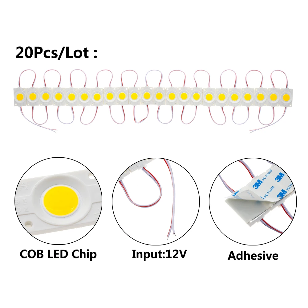 Светодиодный модуль COB 2,4 Вт DC12V водонепроницаемый для наружной рекламы светящиеся знаки лайтбокс DIY светодиодный модуль полосы 20 шт./лот