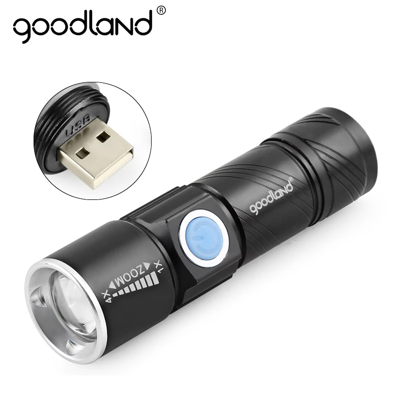 Светодиодный USB фонарик Goodland перезаряжаемый светодиодный Q5 высокой мощности