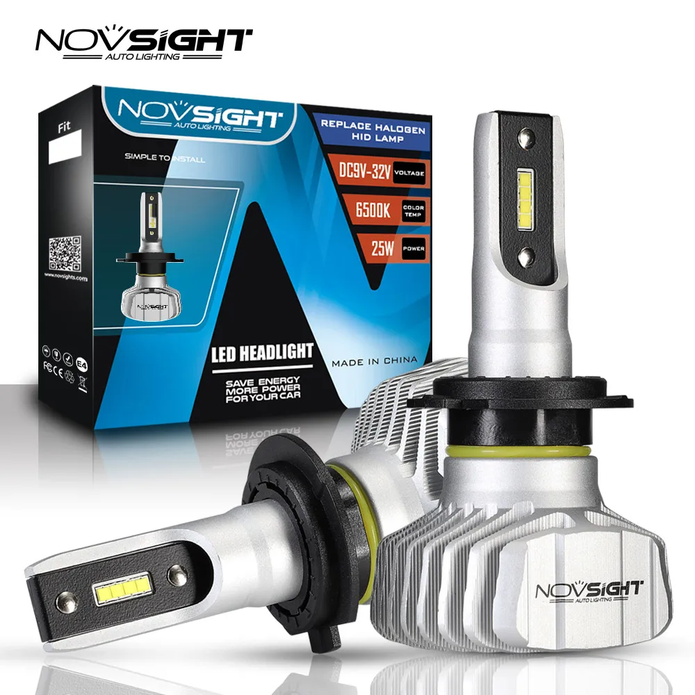 NOVSIGHT 2 шт. мини H7 H4 светодиодный автомобильный фонарь H1 H3 H11 HB3 9005 HB4 9006 9007 H13