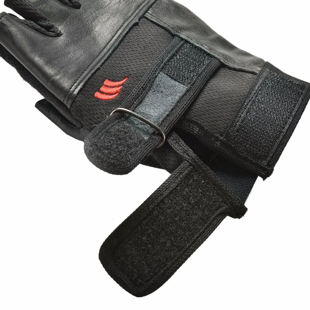 

1Pair Black PU Leather Weight Lifting Gym Gloves Workout Wrist Wrap Sports Exercise Training Fitness for Men