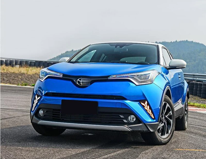 Для Toyota C-HR CHR белый синий и желтый функция сигнала поворота автомобиля DRL Светодиодный дневной ходовой свет противотуманная фара лампа